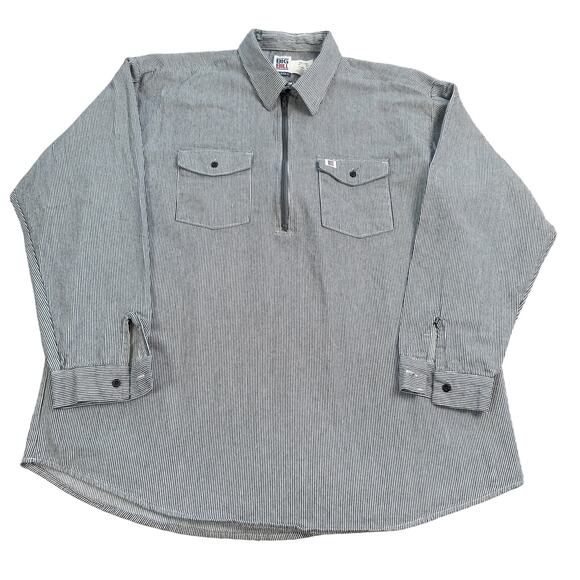 VTG Big Bill Men's Hickory Stripe 1/2-Zip LS Work Shirt 3XL Tall Made USA - Picture 1 of 9